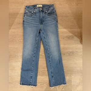 Madewell Cali Boot High Rise Crop Jeans Raw Hem Medium Wash 24